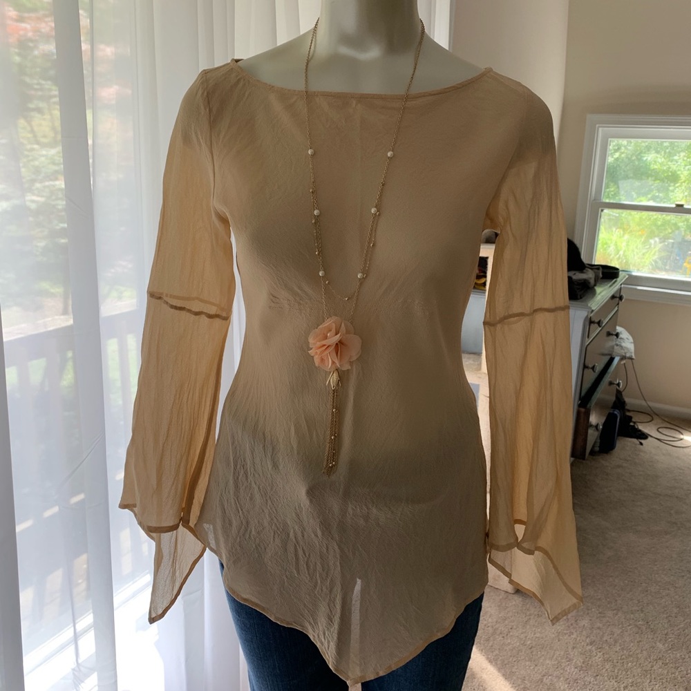 Sheer tan Express blouse 7/8